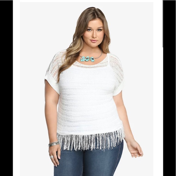 torrid Sweaters - TORRID FRINGE OPEN-STITCH DOLMAN SWEATER